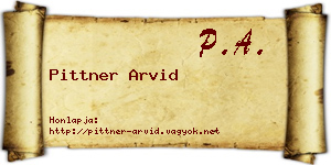 Pittner Arvid névjegykártya